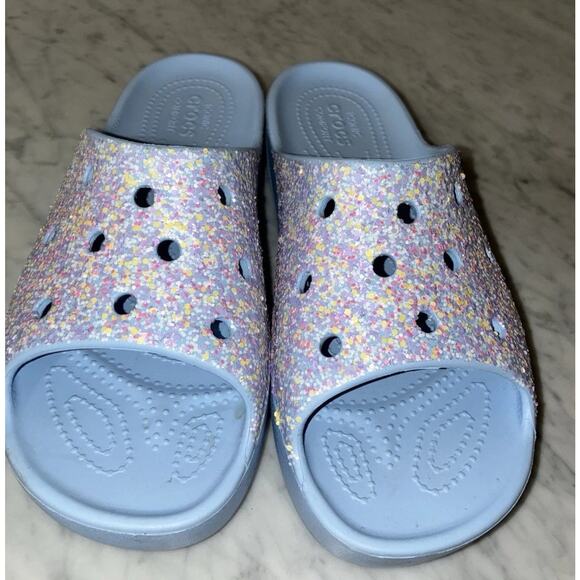 Crocs Women’s 9 Platform Slip On Moon Jelly Blue Glitter Excellent - Picture 2 of 14